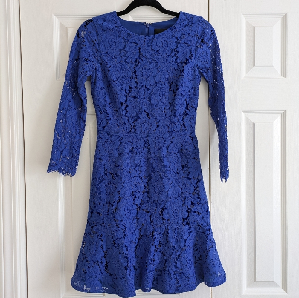J Crew dress blue size 0 lace long sleeve